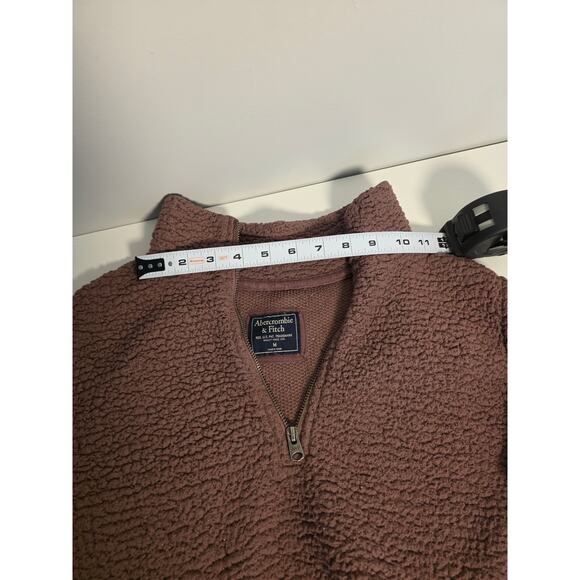 Abercrombie & Fitch Sherpa Fleece Mode  quarter-zip pullover mauve Womens Medium - Picture 5 of 8